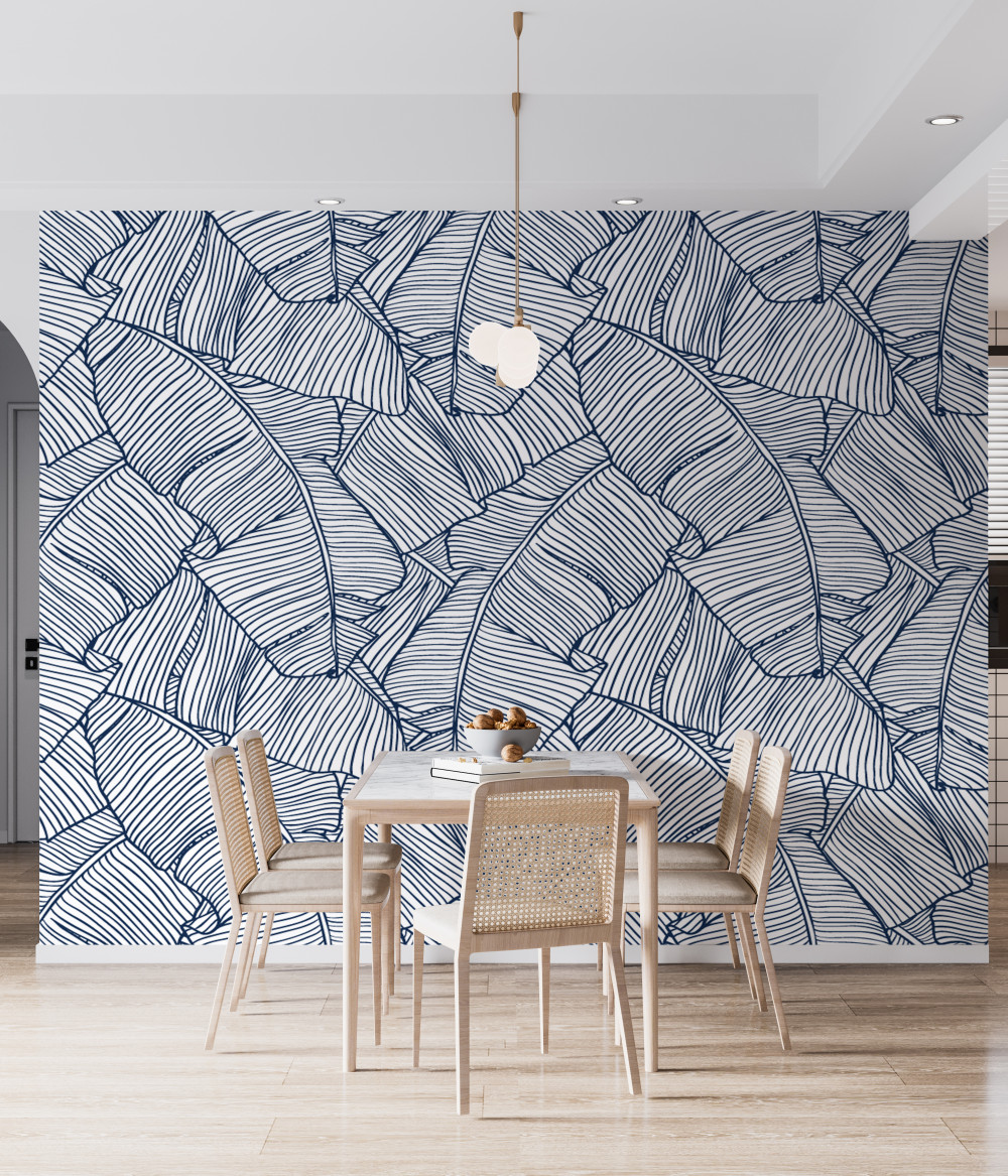 Fototapeta ilustracja tropikalnych niebieskich liści