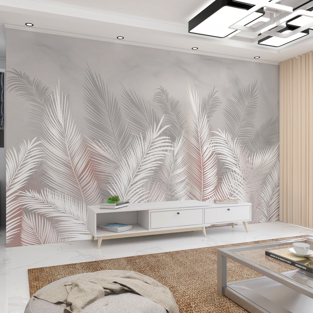 Fototapeta delikatne biało-różowe liście