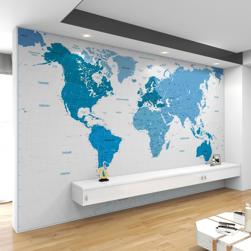 Fototapeta mapa świata w kolorze niebieskim