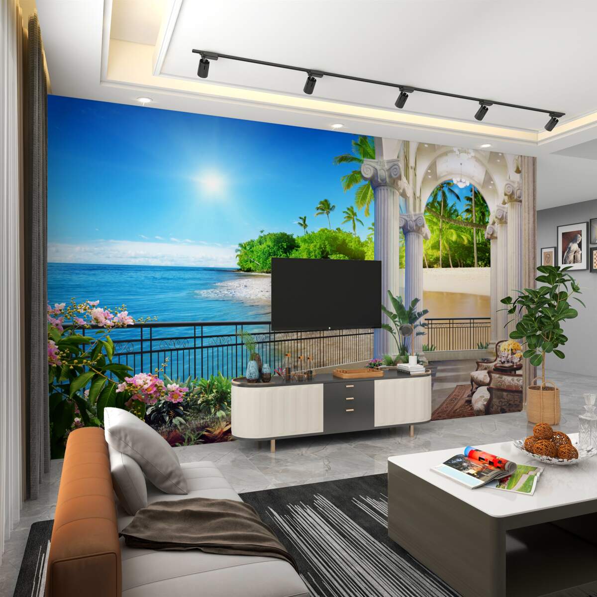 Fototapeta Widok na ocean i plażę z tarasu