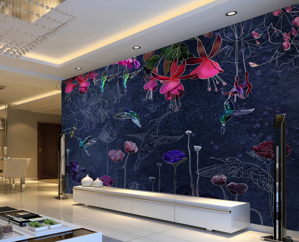 Fototapeta koliber i kwiaty