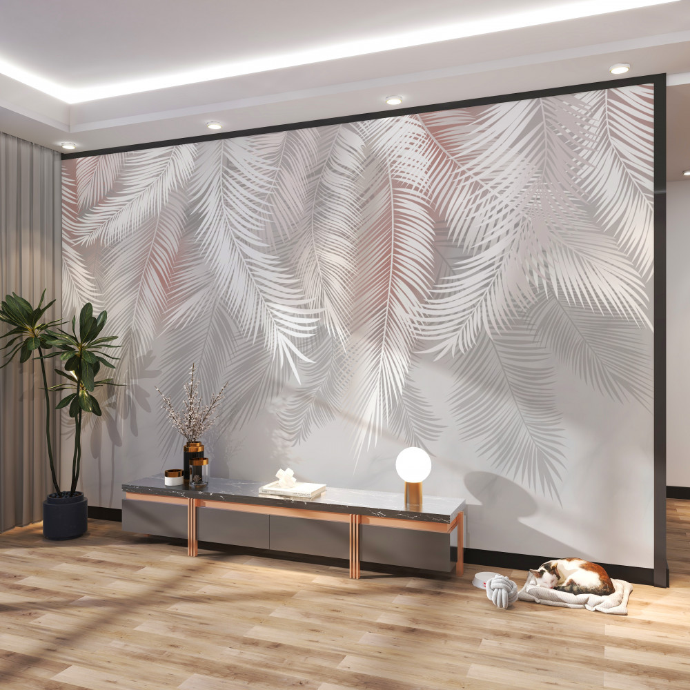 Fototapeta delikatne i delikatne białe liście