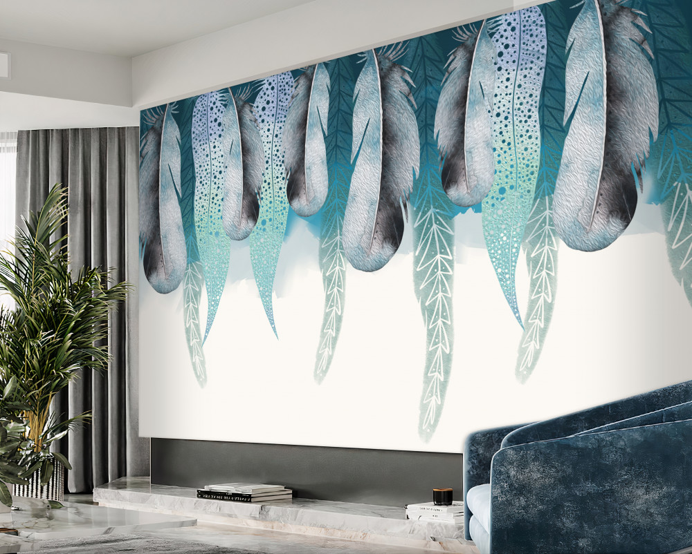 Fototapeta tło z abstrakcyjnymi piórami