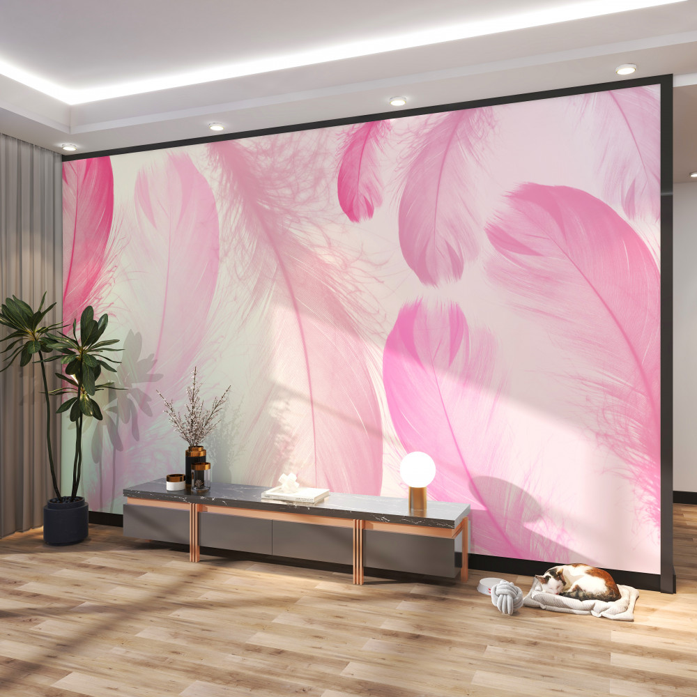 Fototapeta duże, delikatne różowe pióra