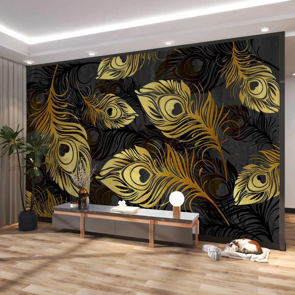 Fototapeta błyszczące złote pióra