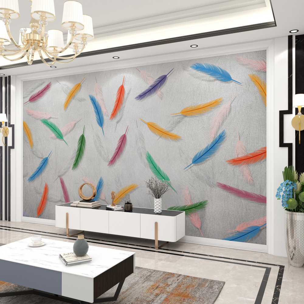 Fototapeta pióra o tym samym kształcie w różnych kolorach