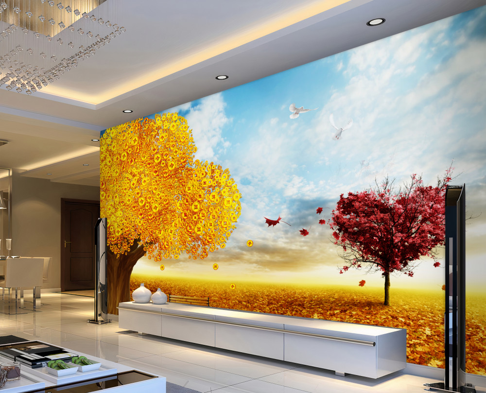 Fototapeta jasne kolory jesiennych liści na tle błękitnego nieba