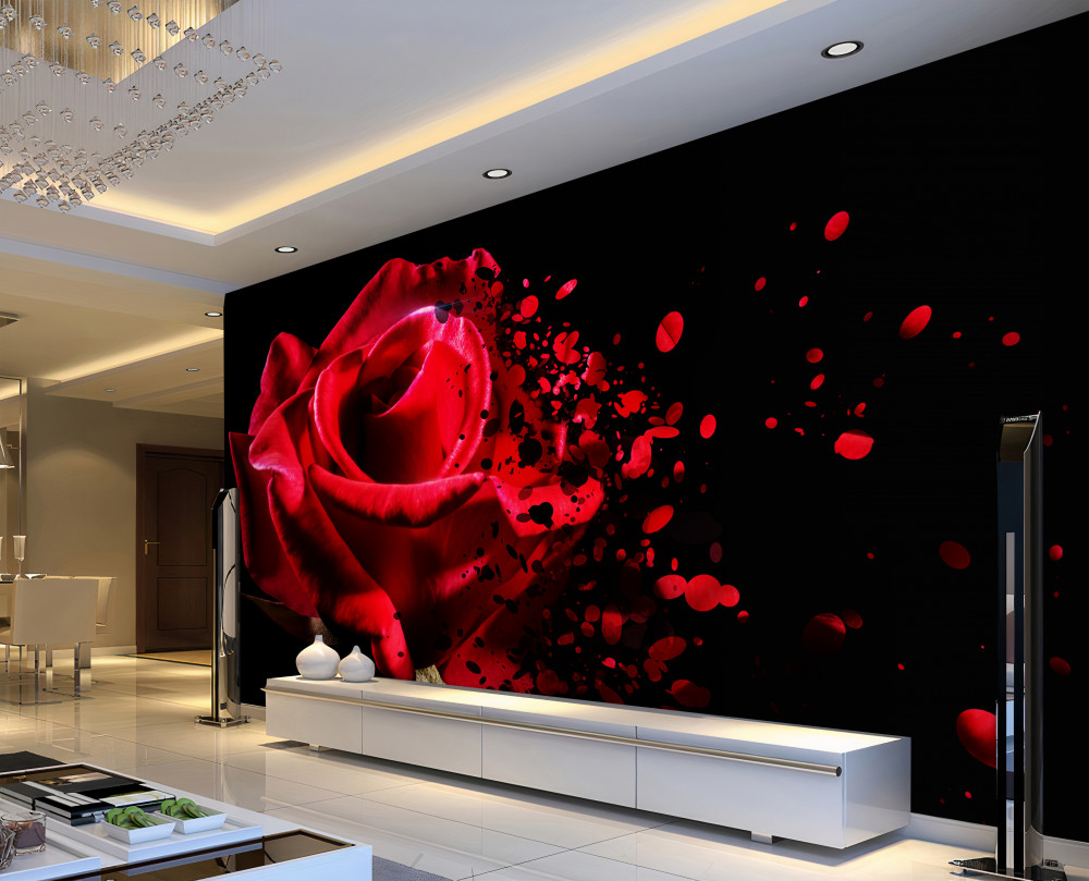 Fototapeta czerwona róża na czarnym tle