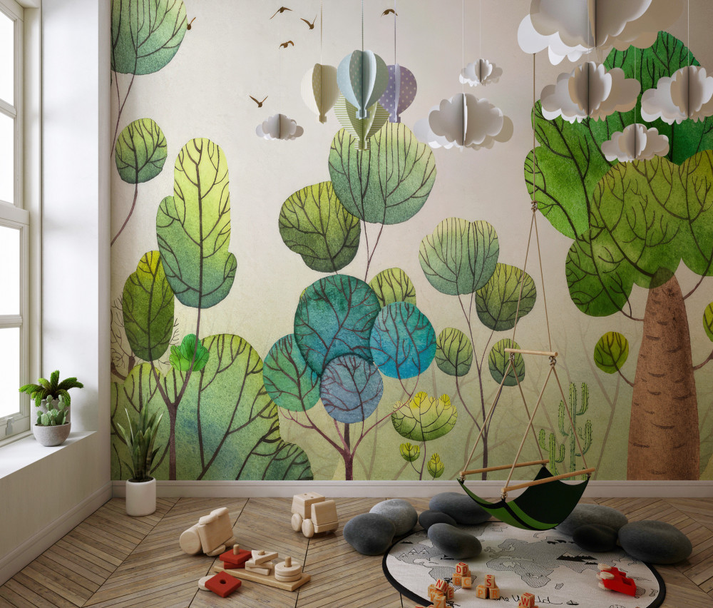 Fototapeta drzewa akwarelowe