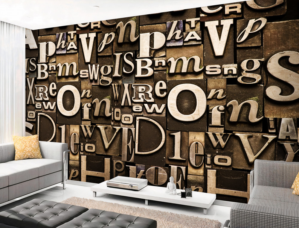 Fototapeta różne litery na brązowej tablicy