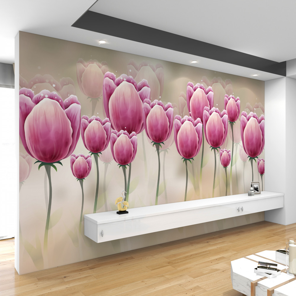 Fototapeta ciemnofioletowe tulipany