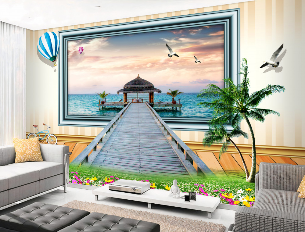 Fototapeta malowanie molo morskiego