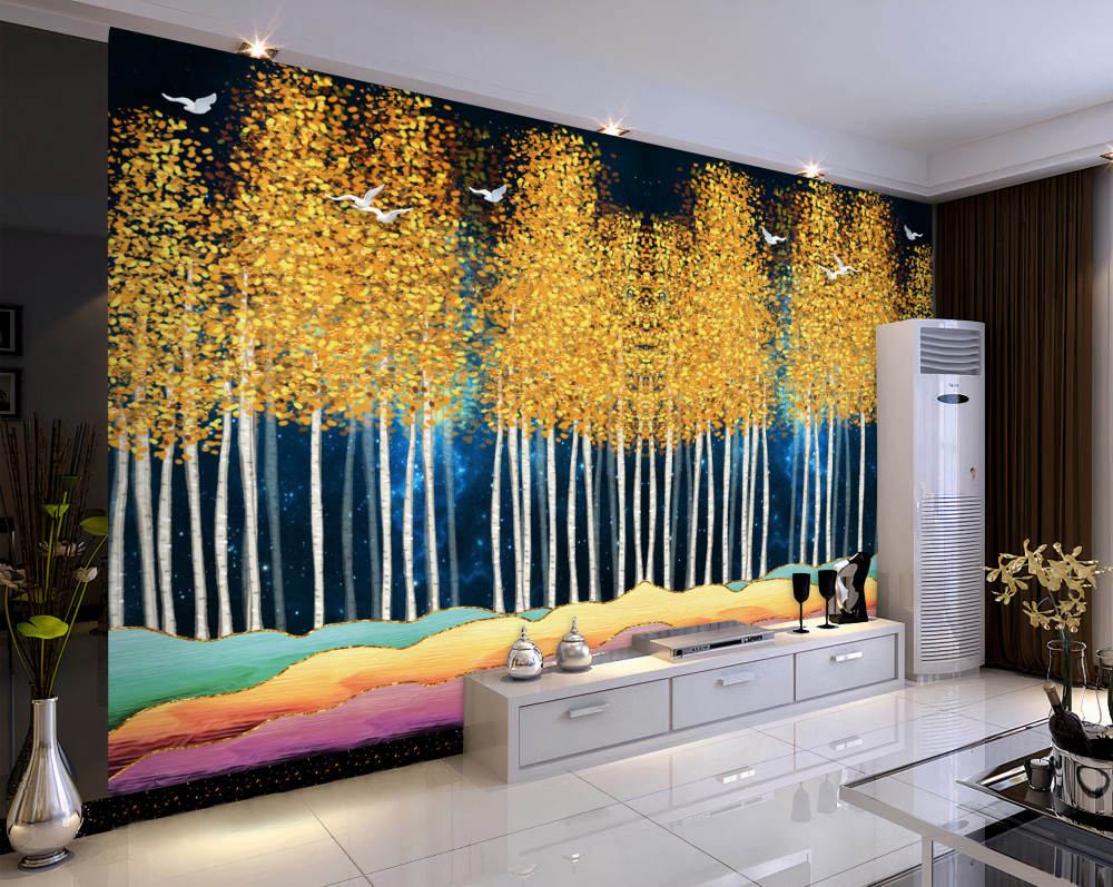 Fototapeta smukłe brzozy przygotowują się do nocnego snu