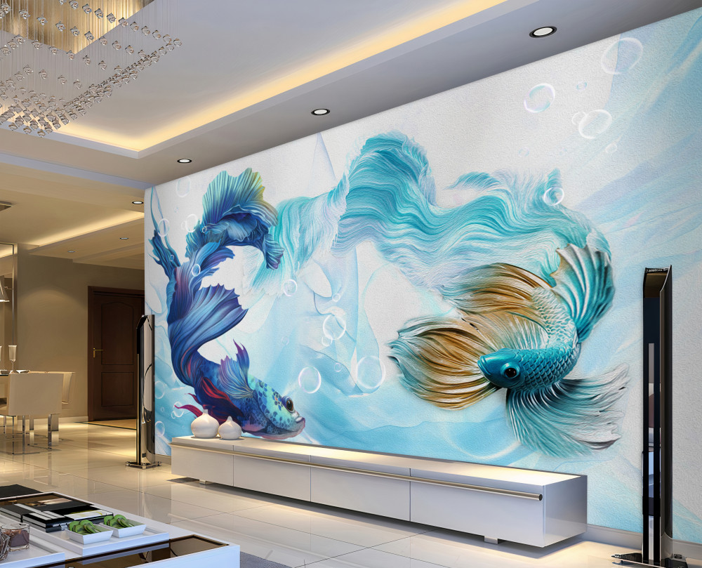 Fototapeta ilustracja kolorowych ryb w wodzie