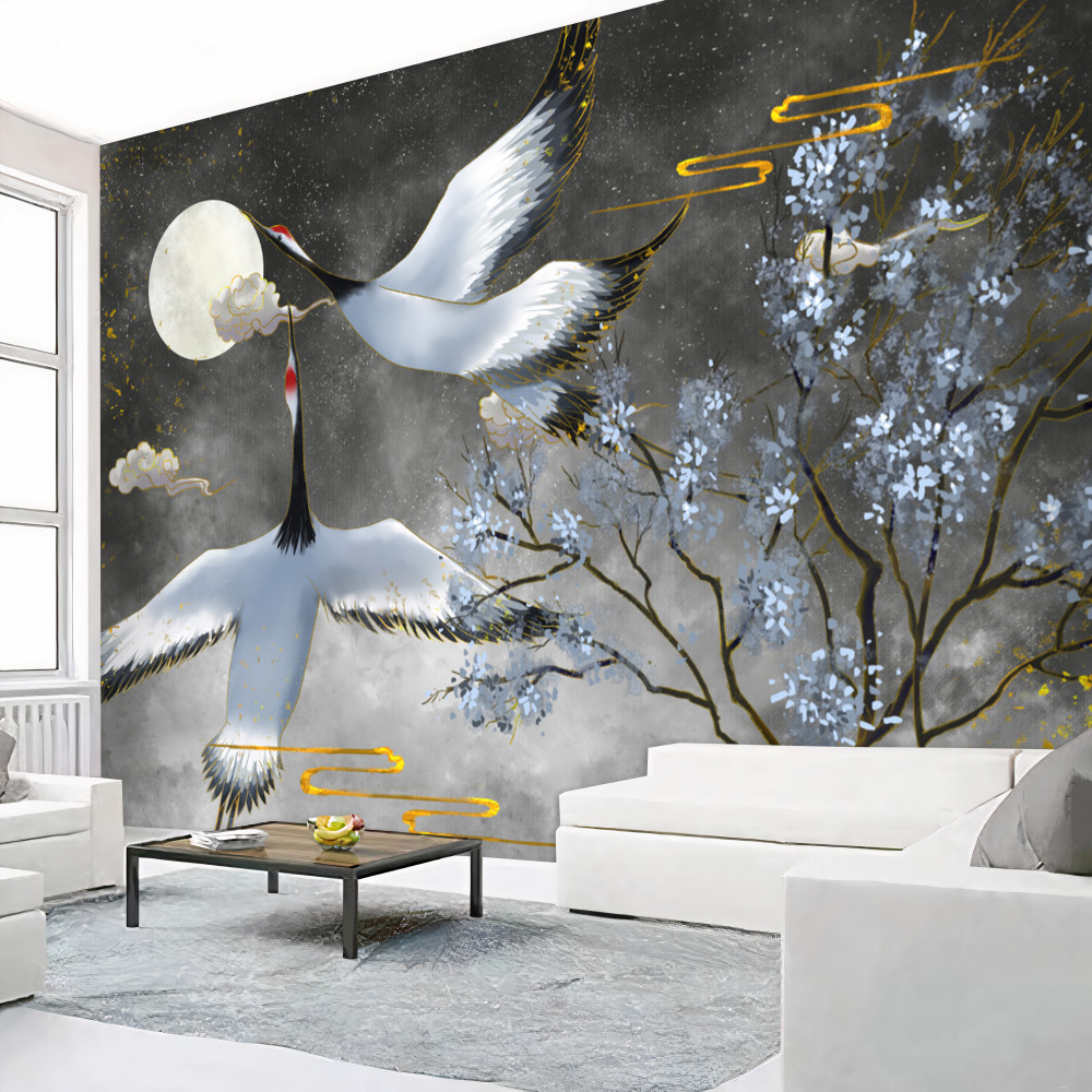 Fototapeta żurawie spotykają księżyc