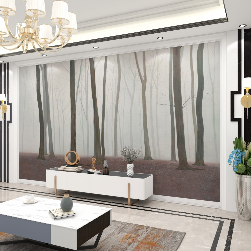 Fototapeta samotne drzewa we mgle