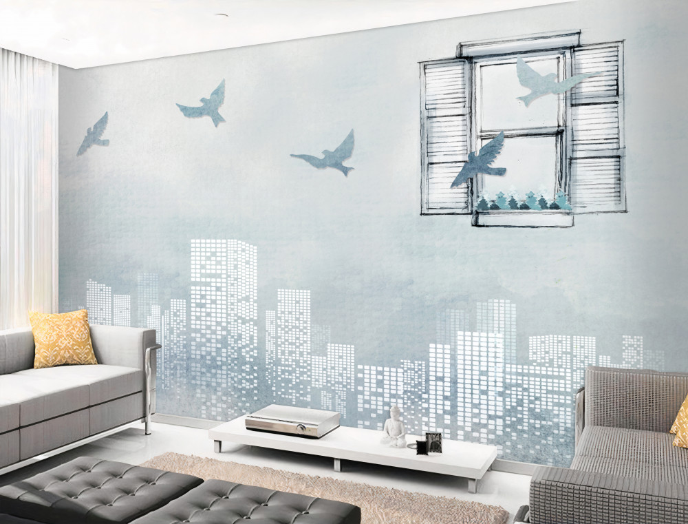 Fototapeta lot ptaka nad metropolią