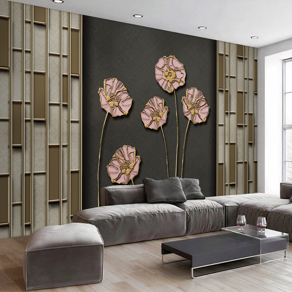 Fototapeta smukłe maki na szarym tle