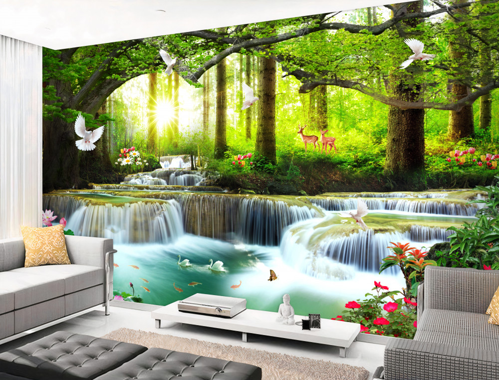 Fototapeta przyroda i życie przy leśnym wodospadzie