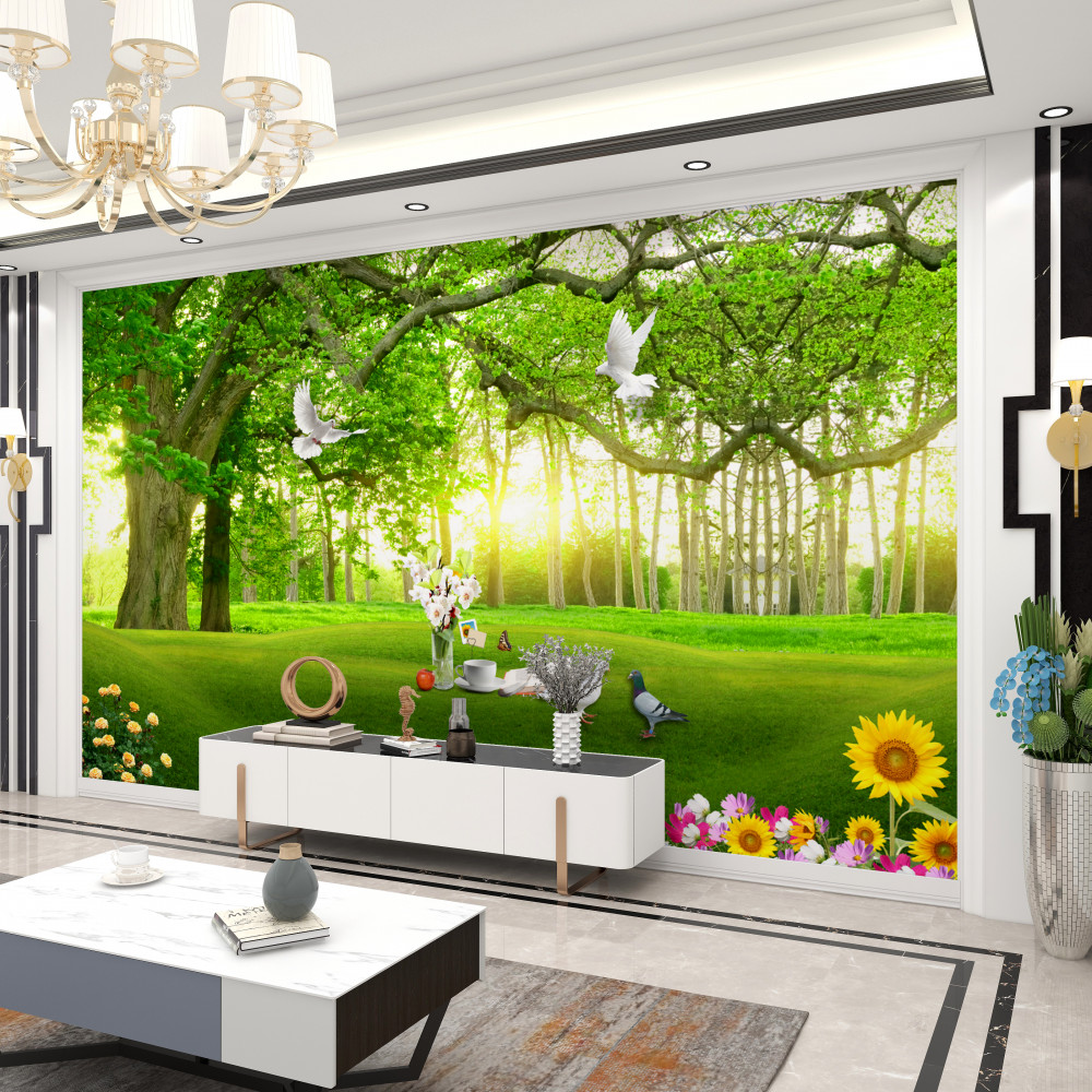 Fototapeta cicha zielona łąka o świcie