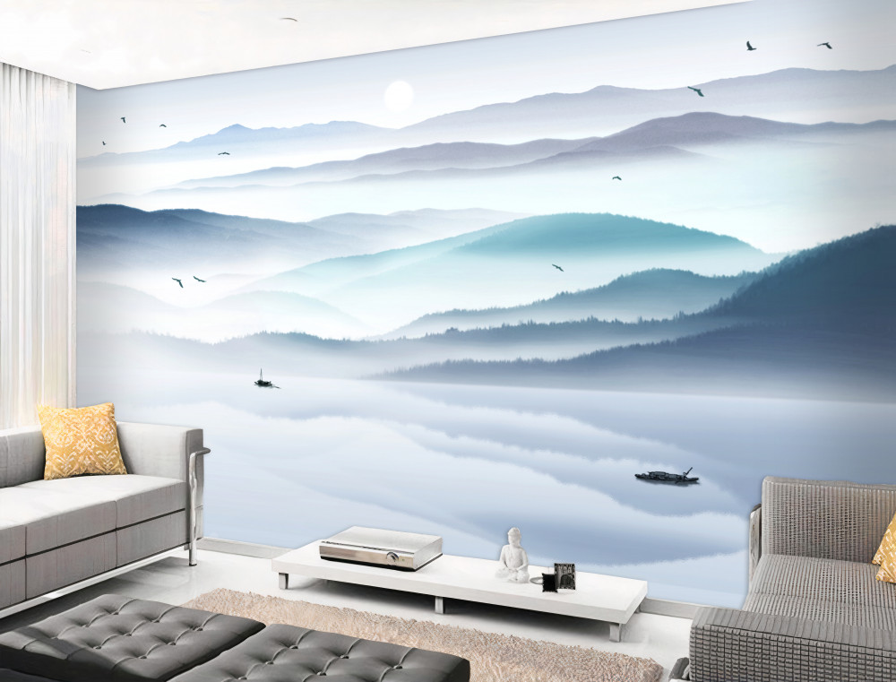 Fototapeta gęsta mgła opada na górską rzekę