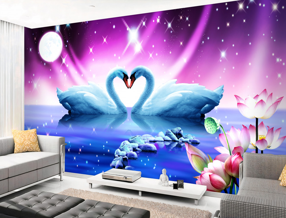 Fototapeta Zakochane łabędzie tworzą serce