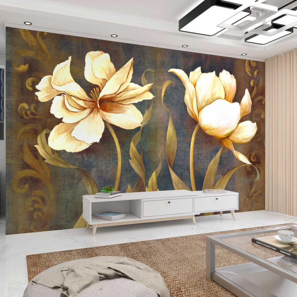 Fototapeta dwa duże beżowe kwiaty