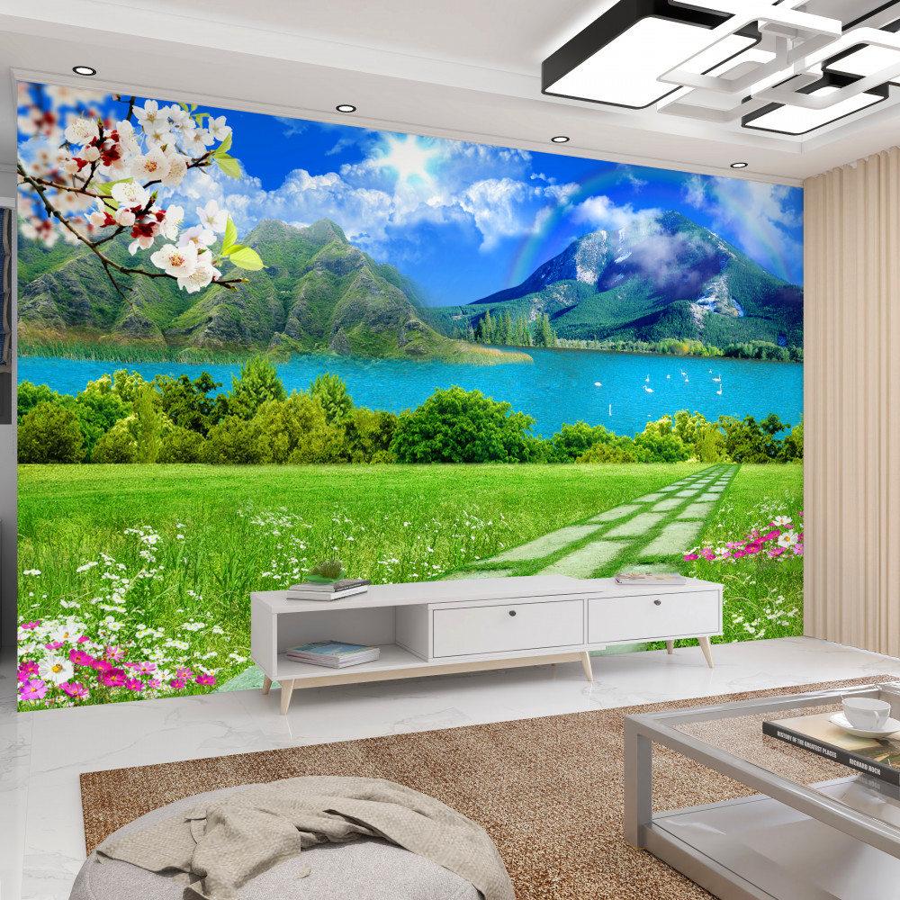 Fototapeta piękny letni krajobraz górskiego jeziora