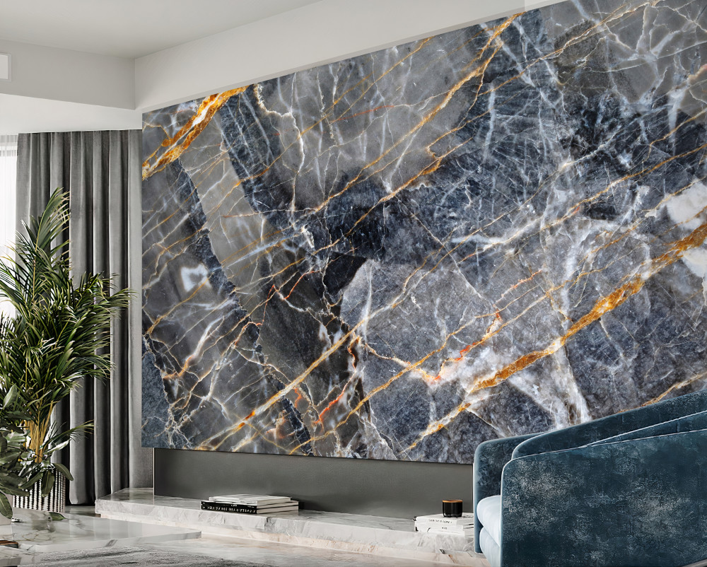 Fototapeta ciemny marmur ze złotymi nitkami
