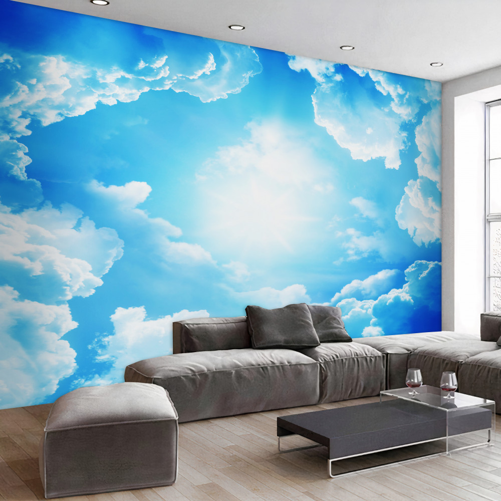 Fototapeta jasne słońce na fascynującym niebie