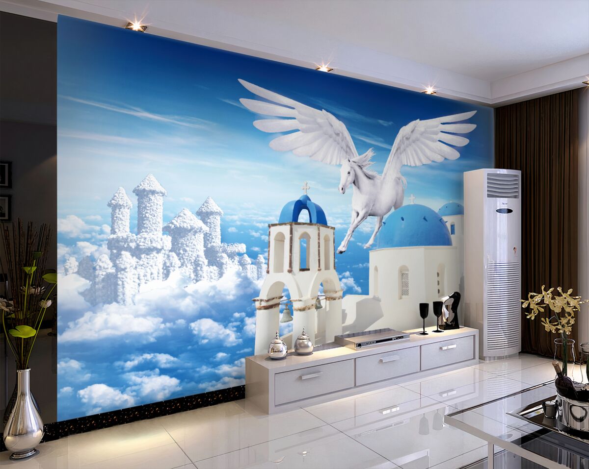 Fototapeta Latający biały pegaz