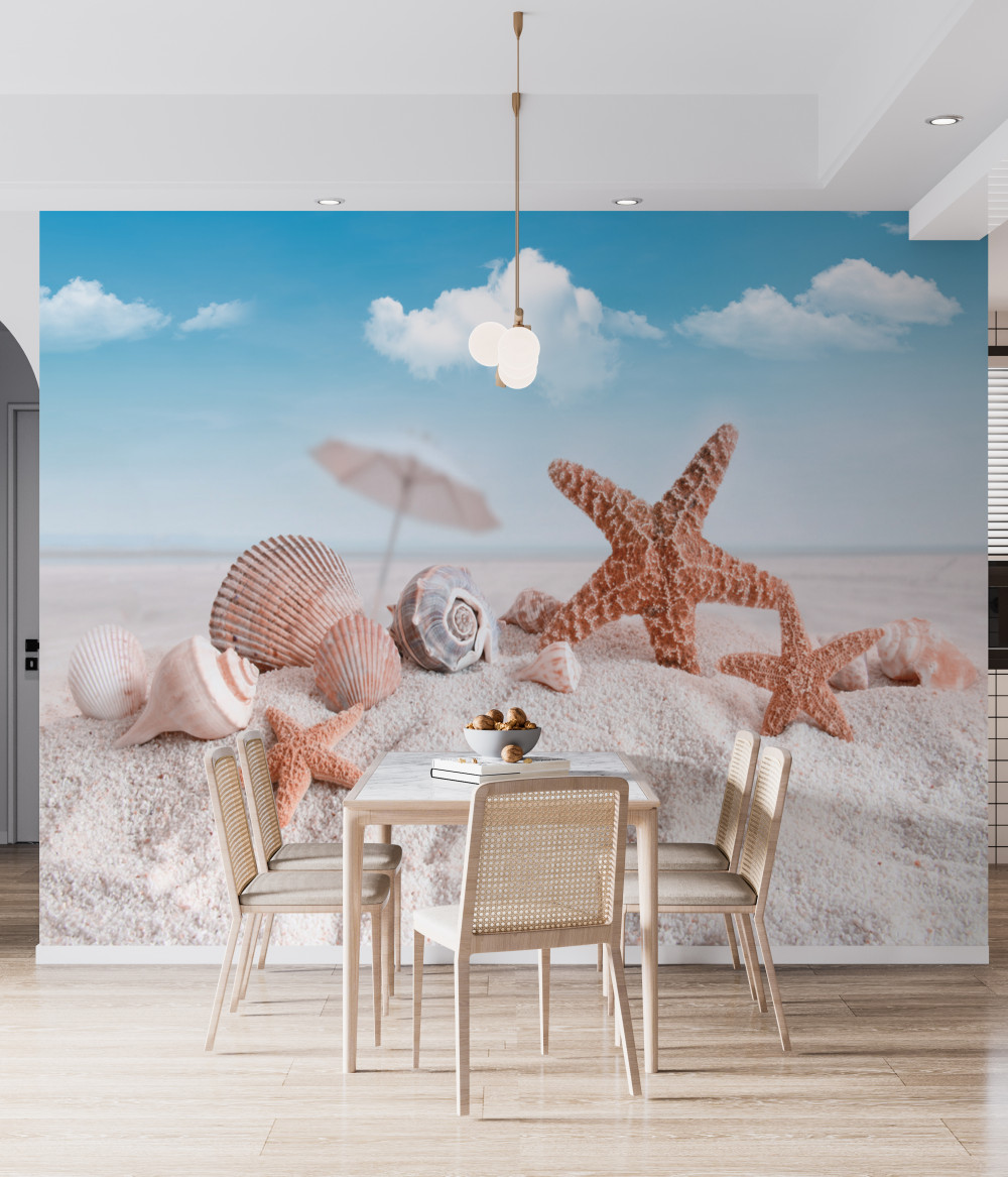 Fototapeta muszle na piaszczystej plaży