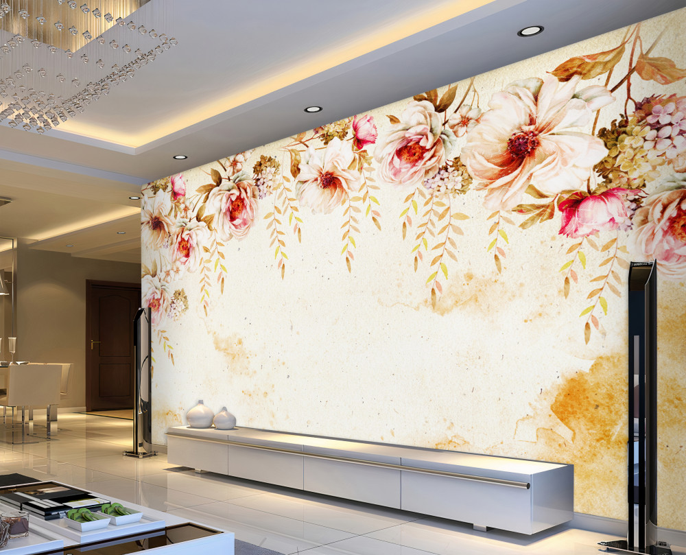 Fototapeta duże pąki kwiatowe na jasnym tle