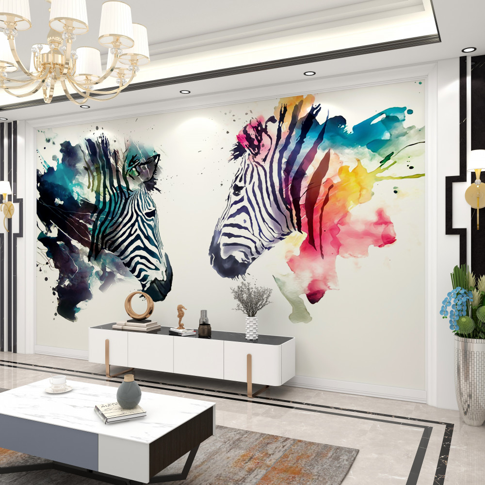 Fototapeta dwie zebry w jasnych kolorach