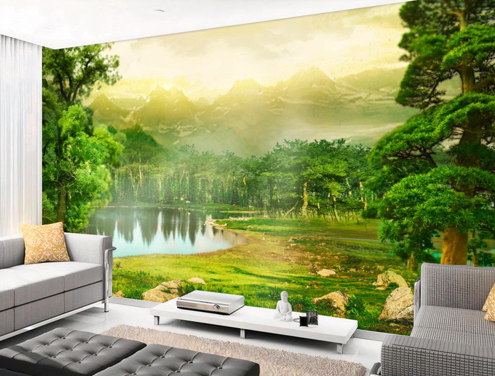 Fototapeta słońce ogrzewa nocny zielony las