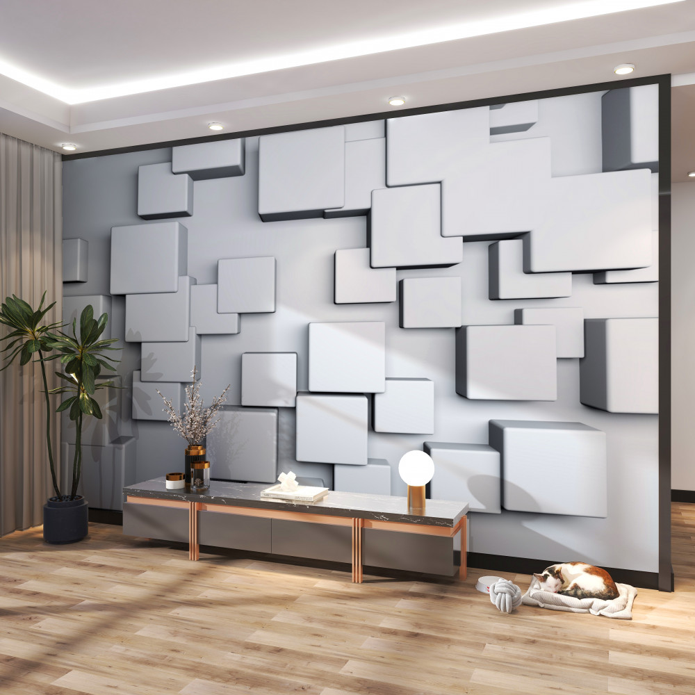 Fototapeta szare prostokąty wolumetryczne