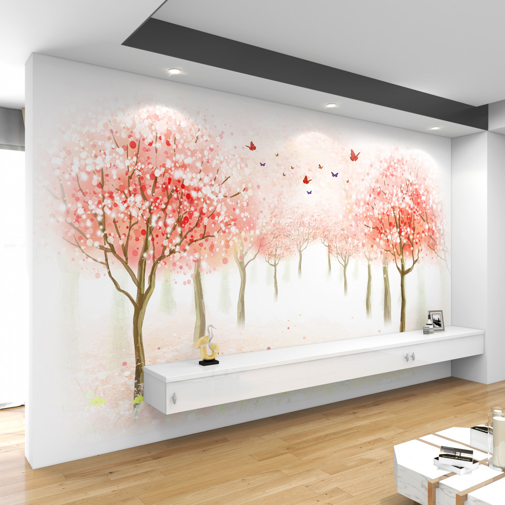 Fototapeta motyle na kwitnących drzewach