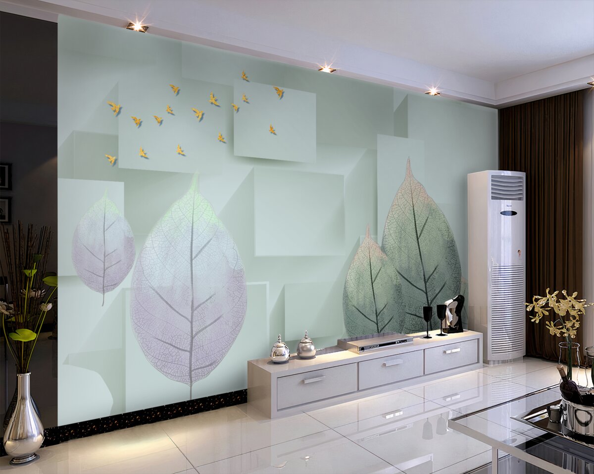 Fototapeta Żółte liście i ptaki