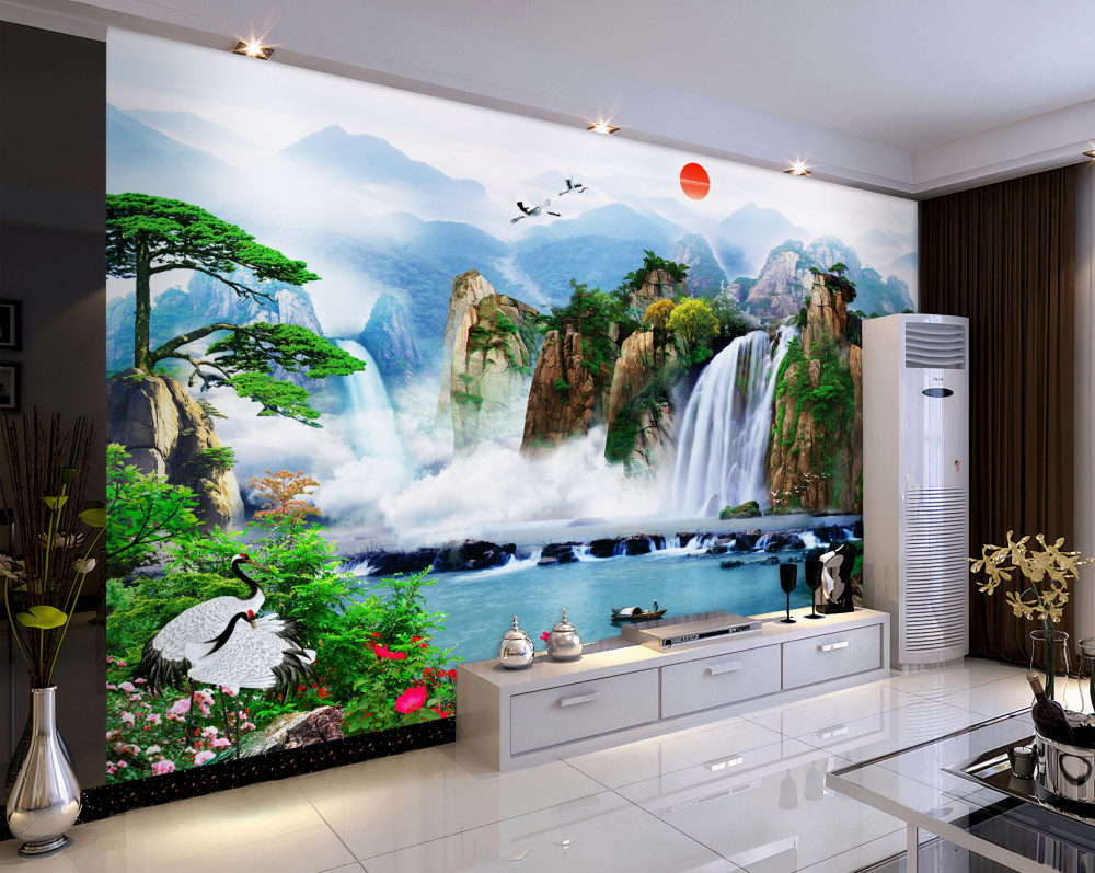 Fototapeta krajobraz z wodospadem i przyrodą