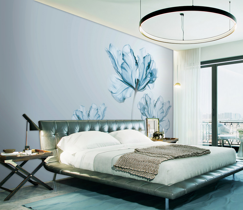 Fototapeta przezroczyste, niebieskie kwiaty