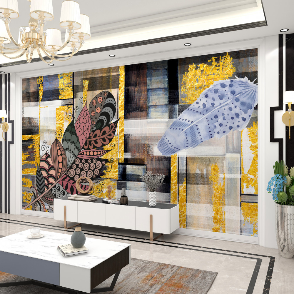 Fototapeta fantastyczne pióra na abstrakcyjnym tle