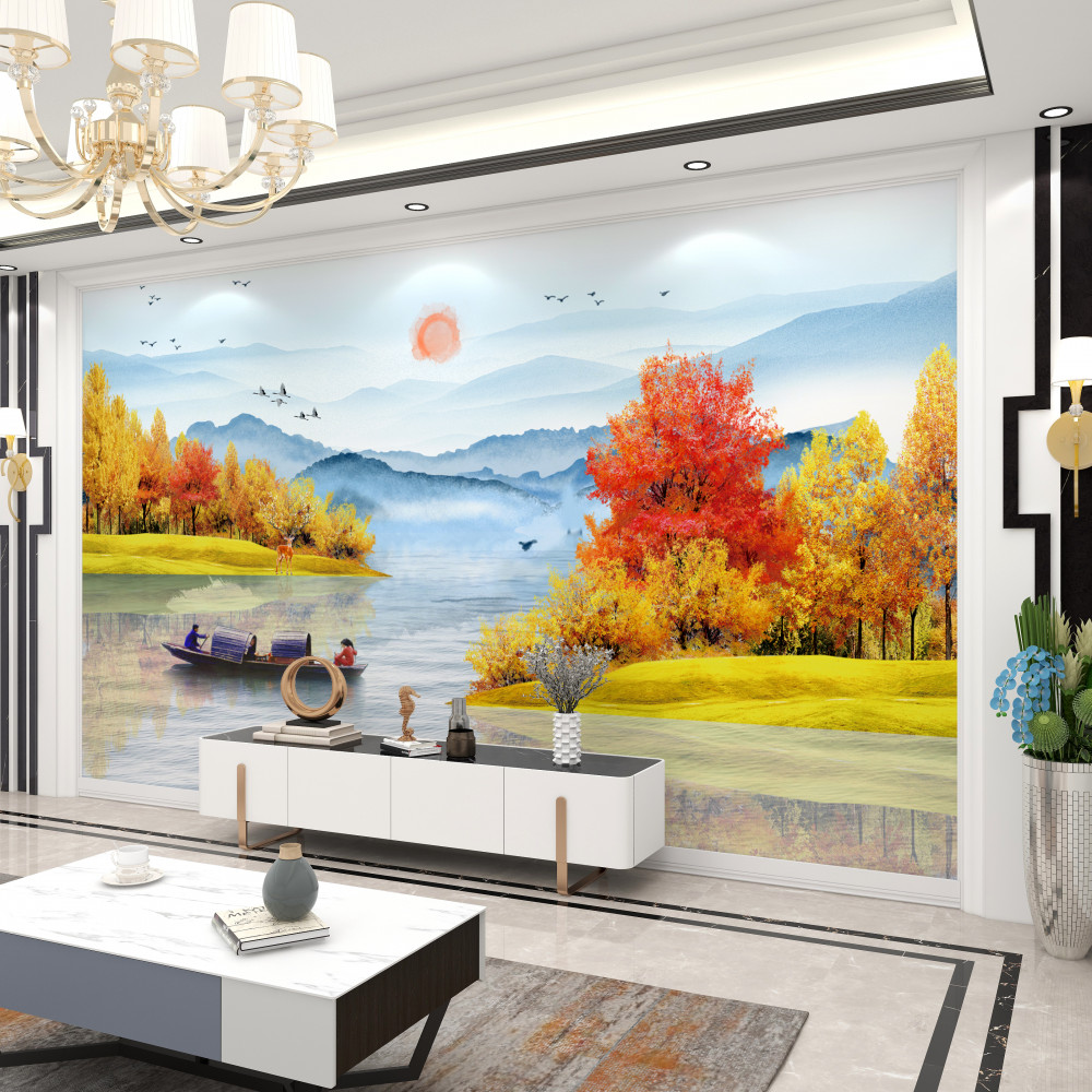 Fototapeta łódź na rzece w górach