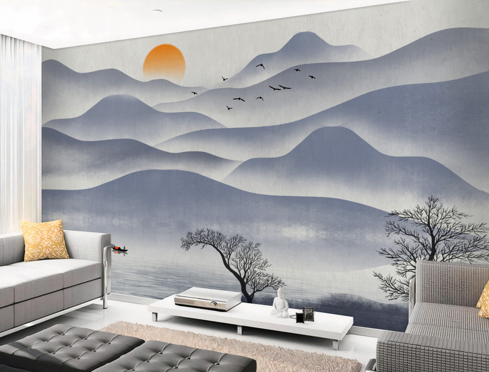 Fototapeta rybak eskortuje zamówienie na jeziorze