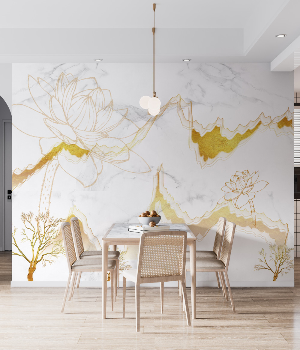 Fototapeta sylwetki kwiatów i drzew na białym tle