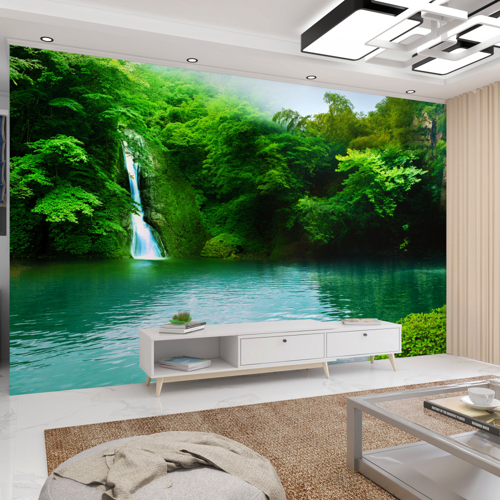 Fototapeta wysokogórski wodospad w lesie