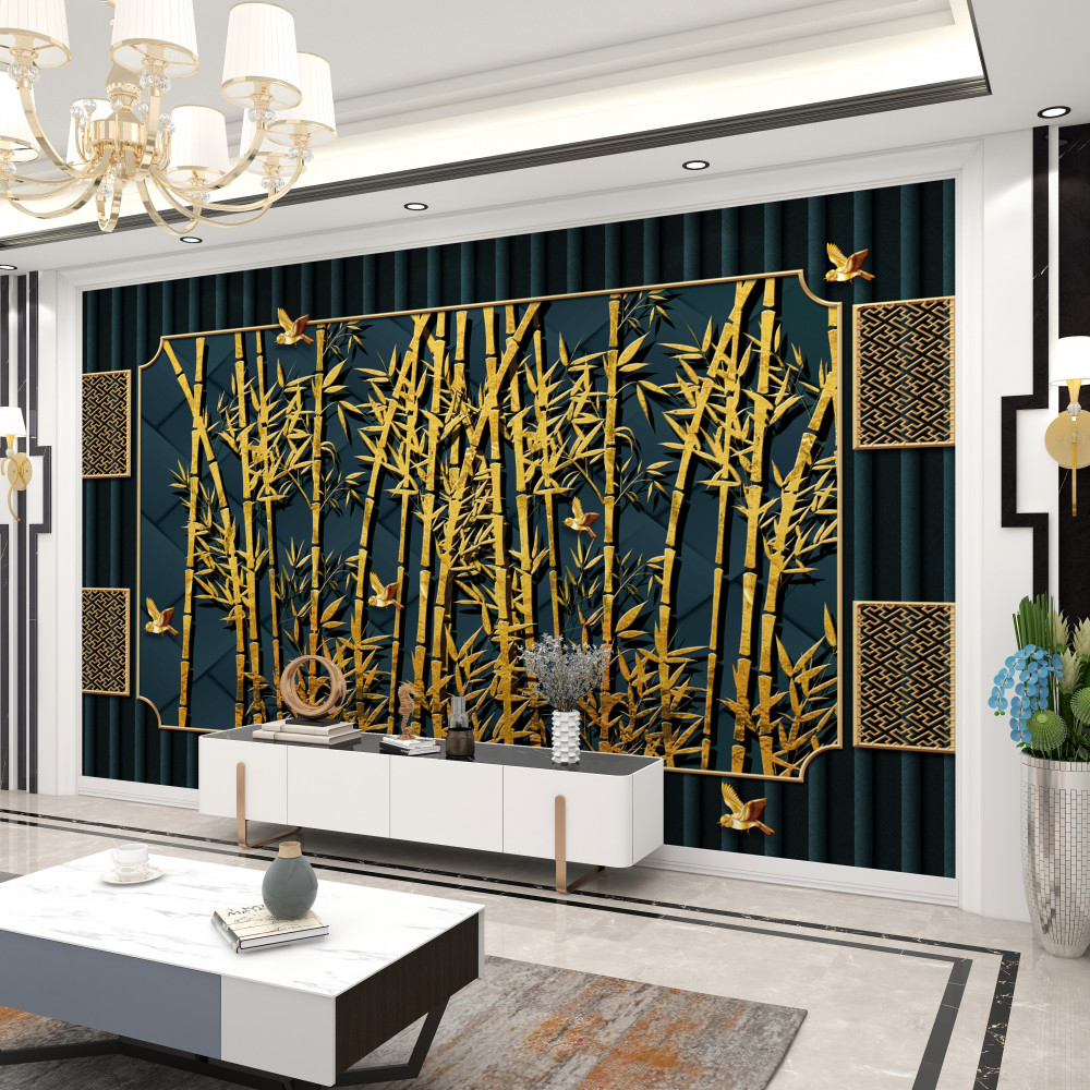 Fototapeta złoty las bambusowy