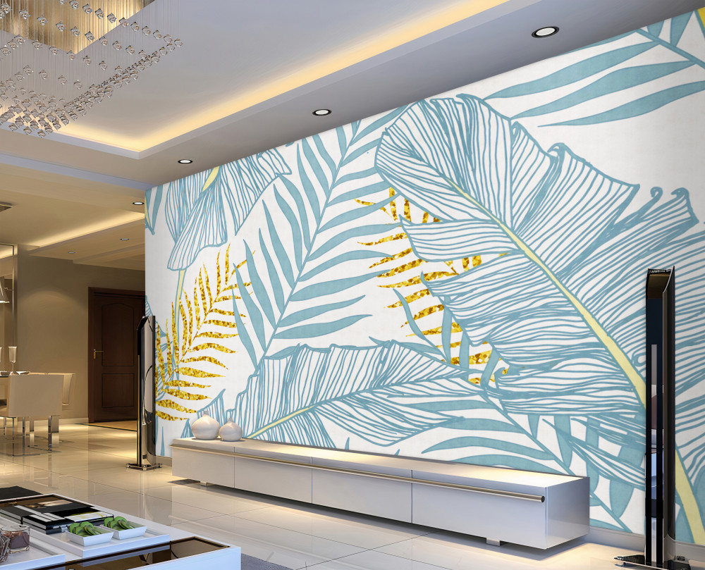 Fototapeta niebieskie i złote pióra