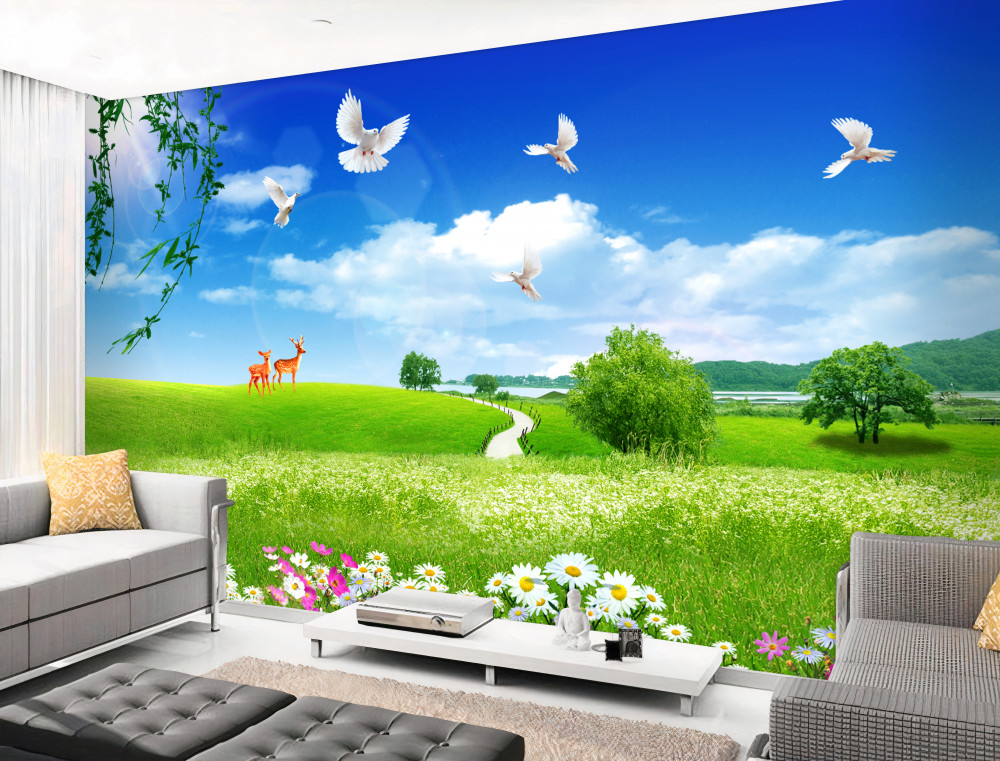 Fototapeta para jeleni na zielonych łąkach