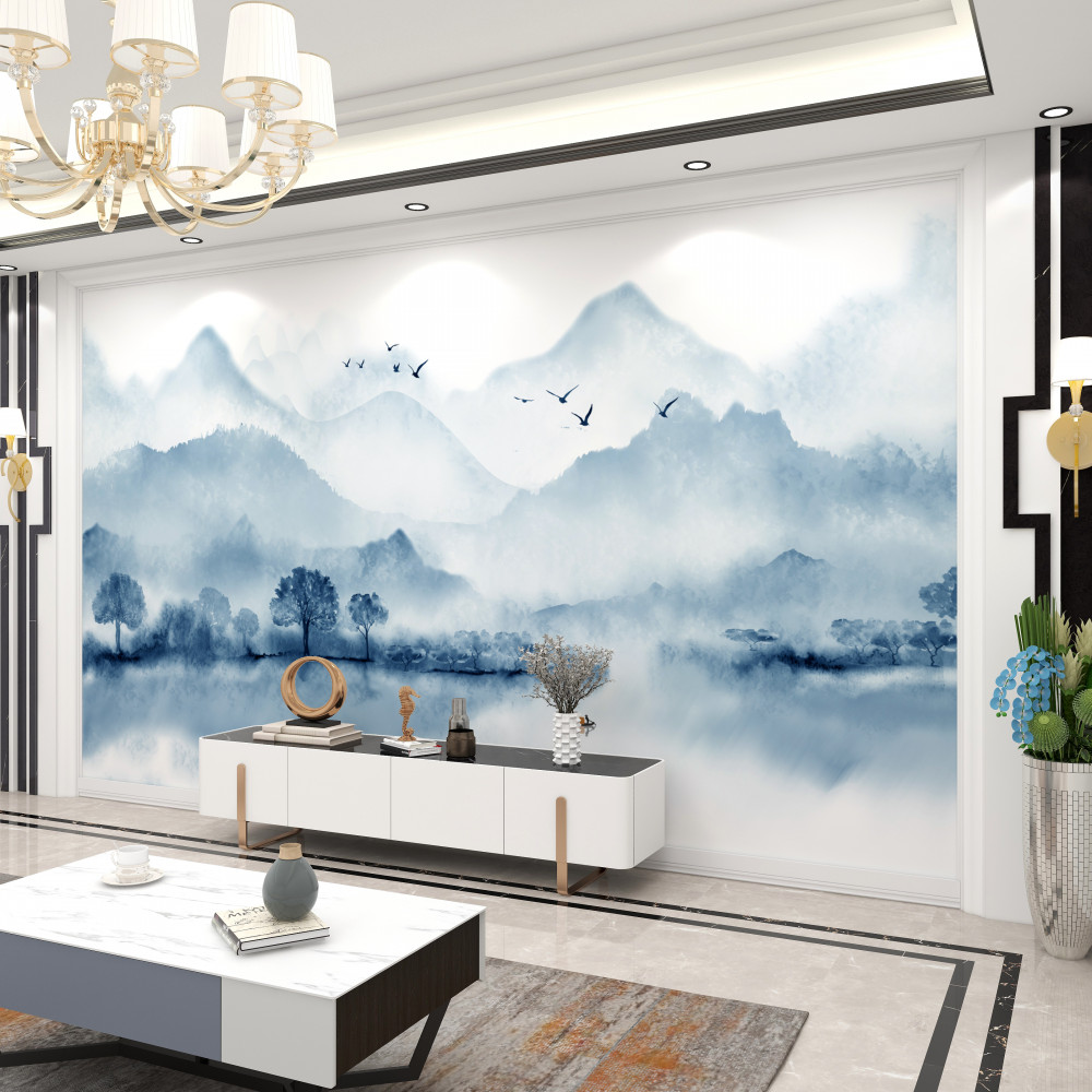 Fototapeta spokój na jeziorze rybackim w górach