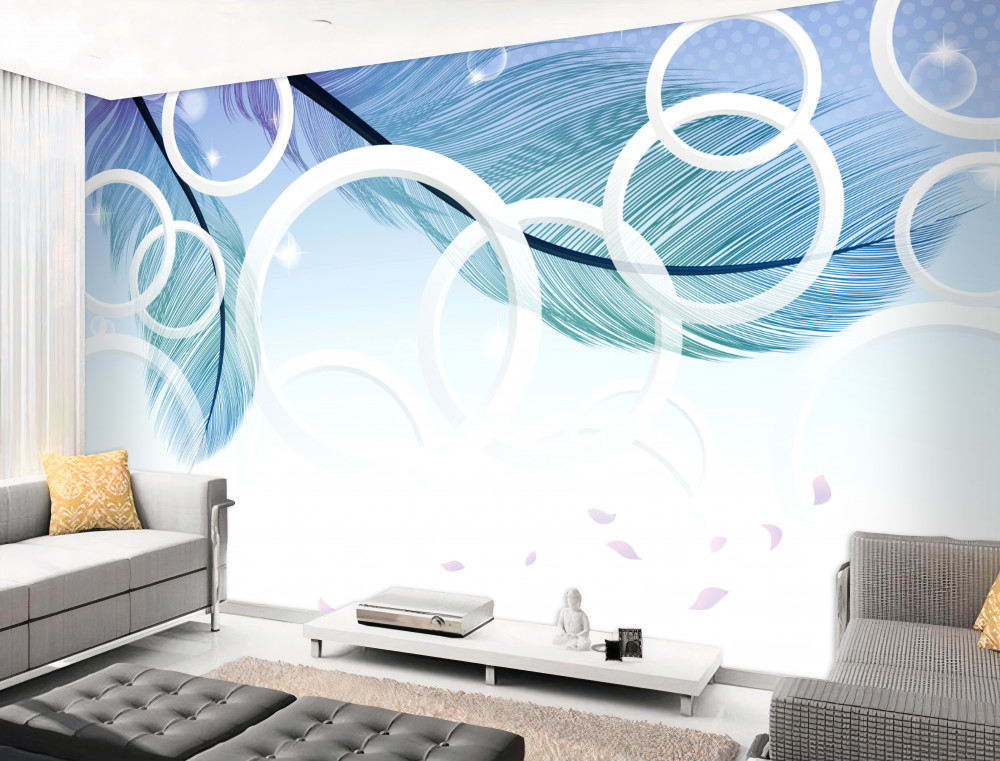 Fototapeta pióra i duże białe kółka